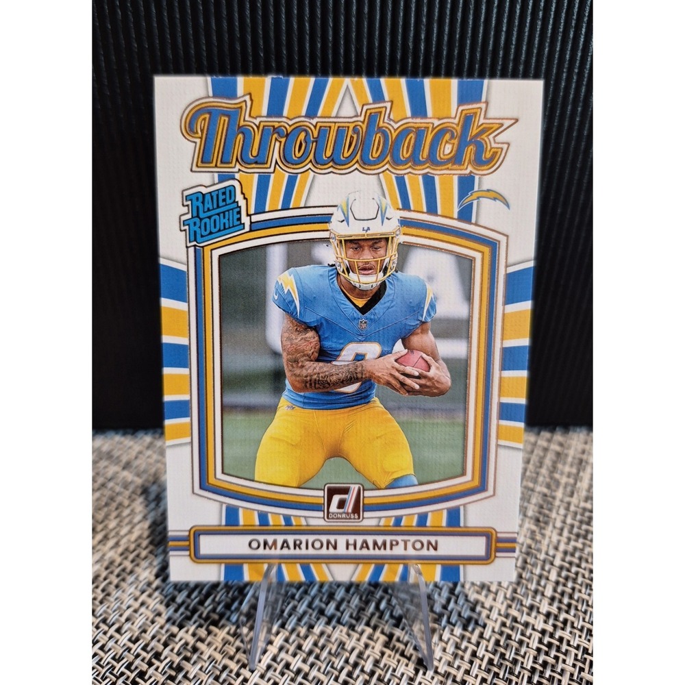 2025 Donruss Throwback Omarion Hampton #14 Los Angeles Chargers (RC)
